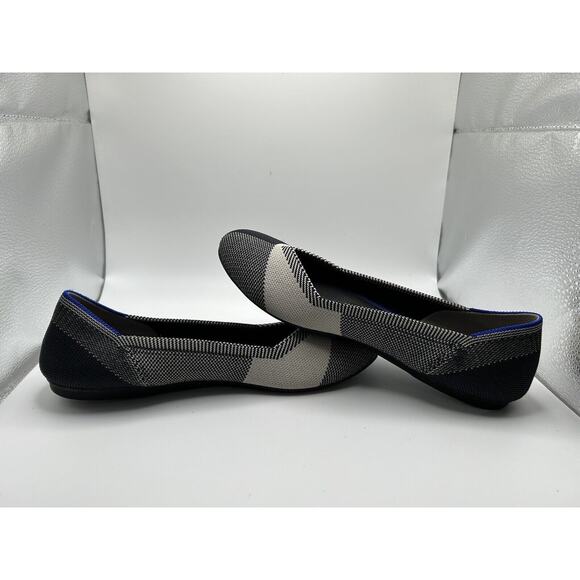 Rothy's The Flat Captoe Black Color Block Knit Fabric Ballet Flats Womens US 6.5 - Picture 2 of 7